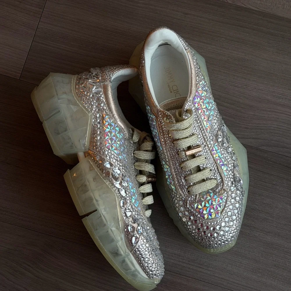 JIMMY CHOO DIAMOND/F SUEDE SNEAKER - Picture 3 of 4